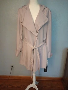 Bernardo Lavender/Lilac Rain Coat Jacket Hooded & Belted Size L - Picture 1 of 10