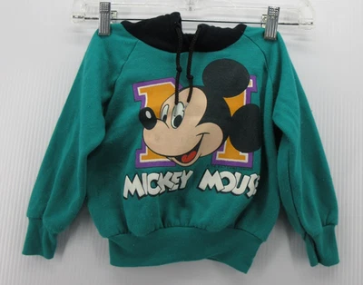 Sudadera DE COLECCIÓN Mickey Mouse Niños Pequeños 3T Verde Azulado Disney Años 90 Gráfico * Foto 1 de 4