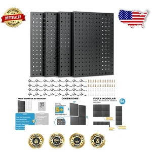 Vielseitiges strapazierfähiges Lochwand Wand Organizer Kit - 4 Paneele & 32 Haken enthalten - Bild 1 von 11