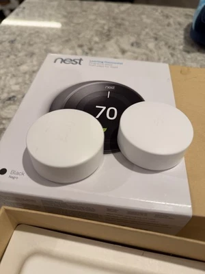 Nest 3rd Generation Learning Black Programmable Thermostat T3016US + 2 Sensors - Image 1 of 4