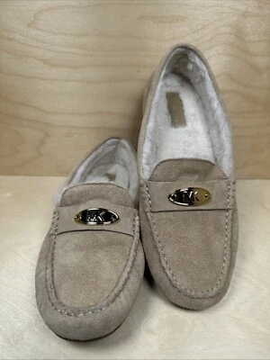 Zapatos Michael Kors Para Mujer Talla 8.5M Beige Piel de Oveja Lind Gamuza Mocasín Zapatillas Foto 1 de 4