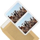 2 x Rectangle Stickers 10cm - Herd of Goats Wild Animal Goat #45318