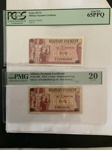 MPC Serie 692 5 Cent, 2 Noten - Ersatz & Reg. bewertet 20&65. - Bild 1 von 2