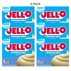6 PACK JELL-O Sugar-Free Instant Pudding and Pie Filling, Cheesecake, 1 Ounce - Picture 1 of 5