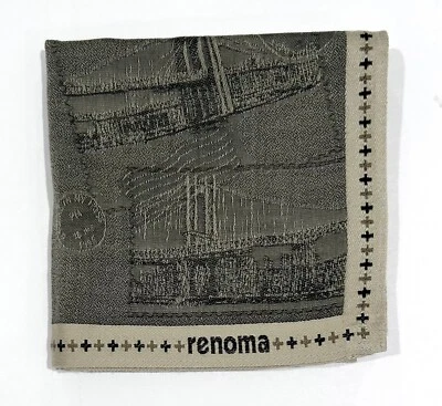 "Pañuelos de hombre Renoma sello puente de ciudad gris algodón bolsillo cuadrado 18""" Foto 1 de 4