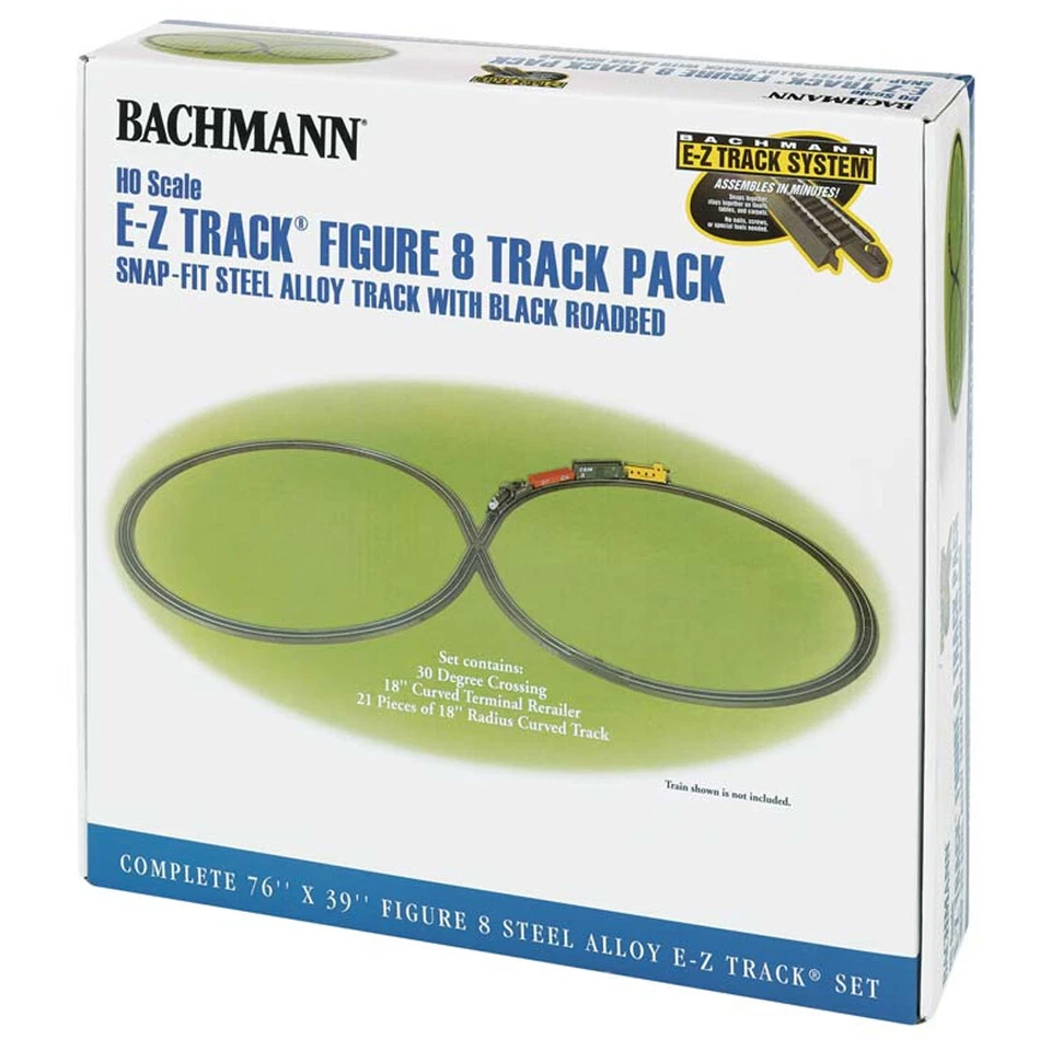 Bachmann 44487 EZ Track Figure 8 Track Pack w/ Steel Rail & Blk Roadbed HO Scale - Image 1 of 1