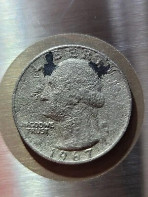 1967 Split Edge  “Sandwich “  Washington Quarter US Error W/ Recessed Reeding - Image 1 of 4