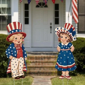 4Th of July Decorations Outdoor, 31In Patriotic Decor Memorial Day Yard Sign wit - Picture 1 of 6