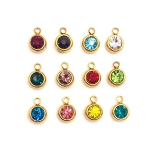 12 or 60 BULK pcs Stainless Steel 18k Gold Birthstone Set-US Seller-MC1272 - Picture 1 of 3