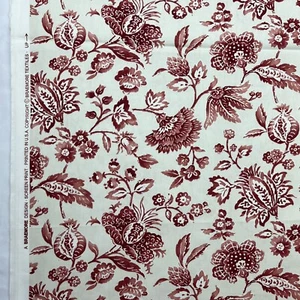 Braemore Design 4 Yards x 56" Siebdruck USA rot creme Blumen Stoff - Bild 1 von 5