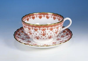 Spode "Fleur de Lys Orange/Red" Teacup & Saucer Old Production - Bild 1 von 2