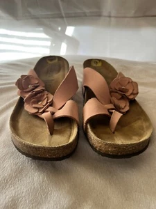 Italian Pink Leather Floral Comfort Sandals Size 9 by A. Gianetti flat comfort - Picture 1 of 6