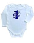 Baby Boys 1St Birthday Vest 6-9 Months Blue  Logo Babygrow Gift One Long Sleeves
