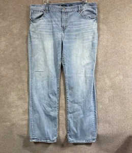 BKE Seth Jeans Mens 44x34 Relaxed Blue Denim Pants Straight Leg Distressed 42X33 - Picture 1 of 21