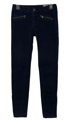 Pantalones de mezclilla Club para mujer Monaco negros lavados elásticos cremallera tobillo ajustados talla 26X30 M2 Foto 1 de 4