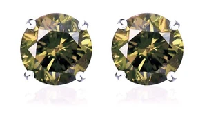 S.Michael Designs 1.12Cts. T.W. Champagne Diamond Stud Earrings - 10K WG - Picture 1 of 3