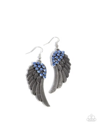 Paparazzi Angelic Abundance - Blue -Light Blue Rhinestones - Textured Silver Fea - Image 1 of 3