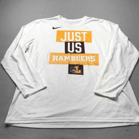 Loyola Ramblers Shirt Mens 2XL XXL White Nike Basketball TEAM ISSUED NCAA Logo Cover