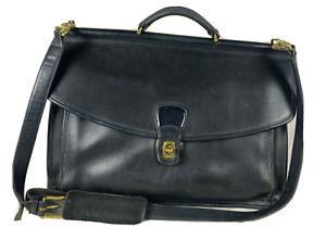 Coach Beekman Leather Vintage Silver Briefcase Black Messenger Bag 5266