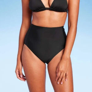 Kona Sol Women's Extra High Waist Tummy Control Medium Coverage Bikini Bottom Bl - Picture 1 of 3