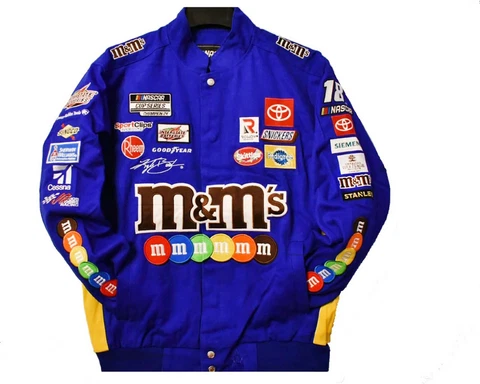 Authentic Kyle Busch JH Design M&M's Snap  Royal Blue Uniform Cotton Jacket Cover