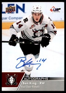 2022-23 UPPER DECK CHL AUTOGRAPHS BEN KING AUTO RED DEER REBELS #94