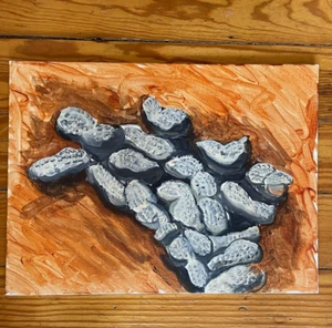 A Renault Contemporary Outsider Art Canvas Painting - Peanuts Kitchen Wall Decor - Picture 1 of 5