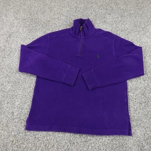VTG Ralph Lauren Polo Sweater Mens S Purple Pony Knit Pullover Zip Sweatshirt - Picture 1 of 8