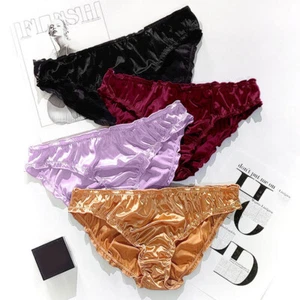 Seidiger Satin-Slip Für Damen Unterwäsche Dessous Rüschenhöschen Niedrige ≌ - Bild 1 von 28