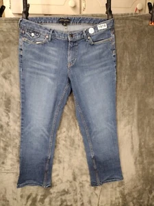 Banana Republic Jeans Women’s Size 31/12 Flare Crop Blue Denim - Picture 1 of 18
