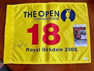 Bandera de golf del Abierto Británico 2008 - Padraig Harrington - autenticado por la JSA - campeón - certificado de autenticidad Foto 1 de 3