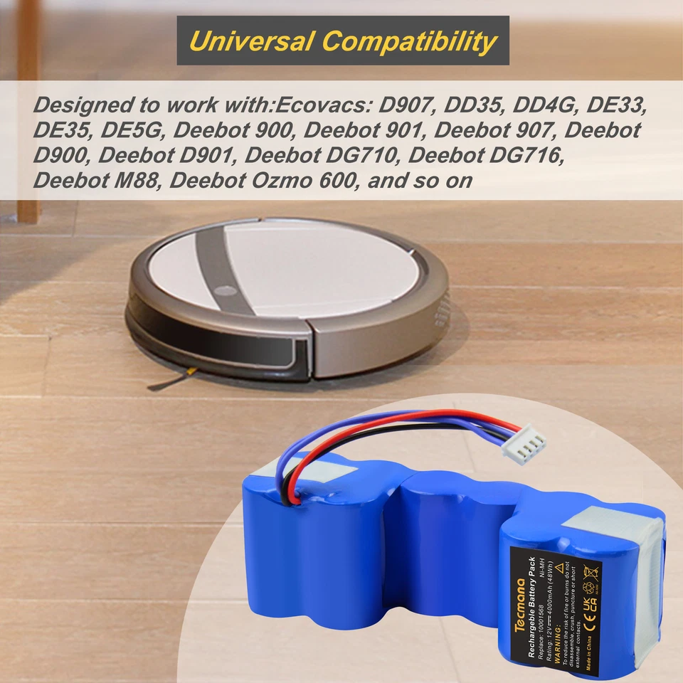 4.0Ah 12V Akku für ECOVACS Deebot 900 700 M88 DD35 DD33 OZMO 600 601 610 901 902