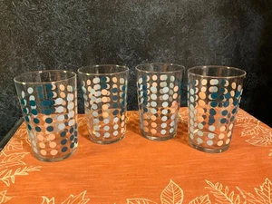 4 Ikea Veckad dunkelblau/rosa/hellblau gepunktet Glas Becher Frankreich - Bild 1 von 3