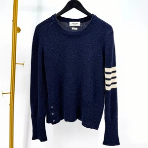 Thom Browne Pull en laine côtelé bleu marine 4 bandes 12345 148486124 - Picture 1 of 7