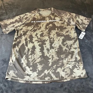 Under Armour HeatGear Camo Training Short Sleeve T-Shirt Brown Mens Large - Picture 1 of 10