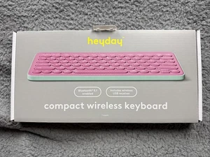 heyday Compact Wireless Keyboard Bluetooth 5.1 USB Receiver - Candy Pink - Picture 1 of 4