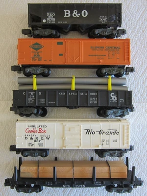 AMERICAN FLYER S  5ea. KNUCKLE COUPLER FREIGHT CARS-1950's-NICE! $13.95 SHIP! - Image 1 of 4