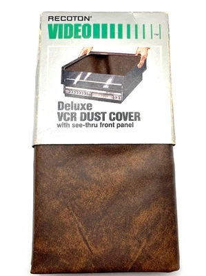 Nueva cubierta antipolvo Recoton Video Deluxe VCR con panel frontal transparente cuero sintético marrón Foto 1 de 3