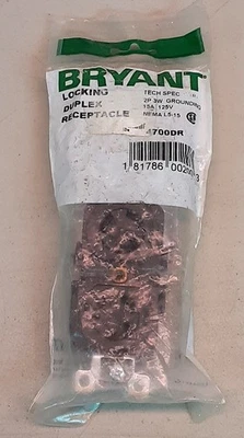 Receptáculo dúplex de bloqueo Bryant 4700DR NEMA L5-15 15A 125V - Nuevo stock antiguo Foto 1 de 2