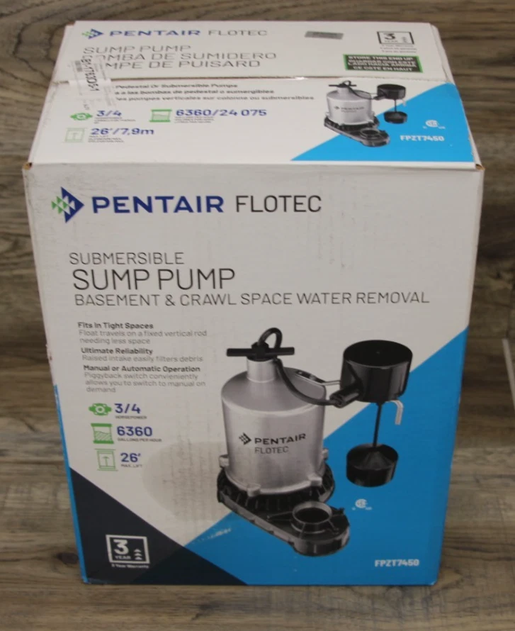 Flotec FPZT7450 Sump Pump High Output Submersible 3/4 HP 6360 GPH Max - Zinc