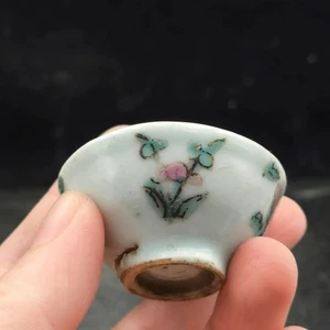 1Pc Ceramic Powder Colored Four Seasons Flower Old Wine Cup - Picture 1 of 5