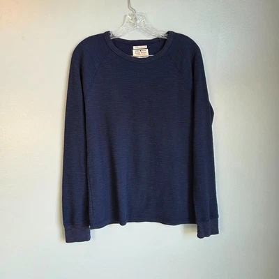 Lucky Brand Long Sleeve Shirt Mens M Thermal Navy Blue Waffle Knit Crew neck - Image 1 of 4