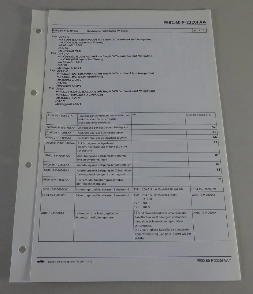 Esquemático Mercedes-Benz W204 Unidad de Control Sintonizador TV Tipo 204 Stand - Imagen 1 de 2