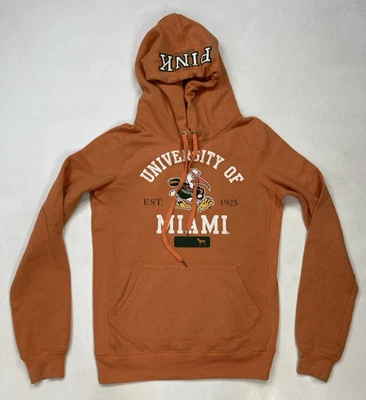 粉红色维多利亚的秘密大学迈阿密飓风套衫连帽衫女式小号 — 第 1/4 张图片