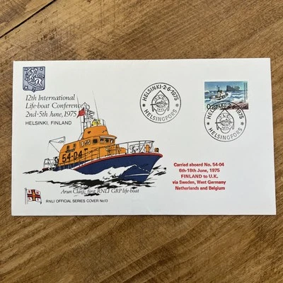 RNLI Official Cover 13–Carried Aboard Lifeboat 54-04 Helsinki 1975 Lifeboat Conf - Image 1 of 3