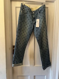 NEW Stella McCartney Blue & Embroidered Stars Stretch Denim JEANS,30 - UK 12 - Picture 1 of 18
