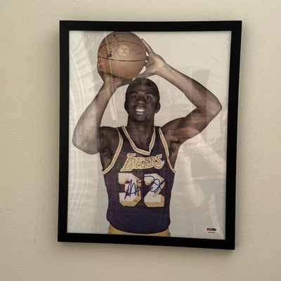 Lakers Magic Johnson Signed Autograph Framed 11x14 Basketball Photo PSA COA - Image 1 of 3