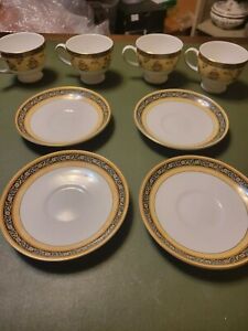 Wedgwood India china Footed Cup & Saucer Lot Of Four