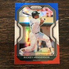 2021 Prizm Red White & Blue Rickey Henderson Parallel Card HOF Athletics #157