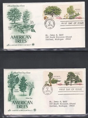 USA 1978 3 FIRST DAY COVERS AMERICAN TREES WITH CACHETS + ONE IN BLOCK OF 4 - Image 1 of 2